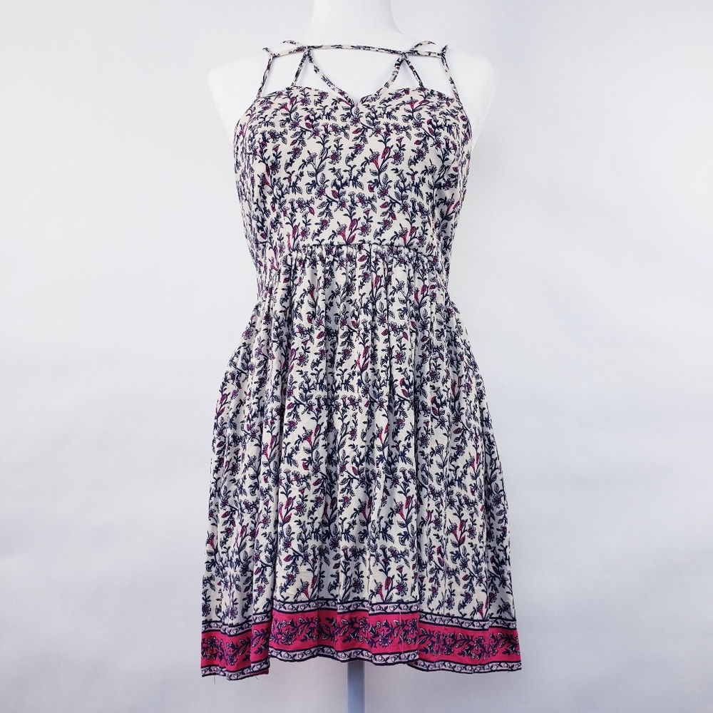 Forever 21 Pink & Blue Floral Mini Dress Large